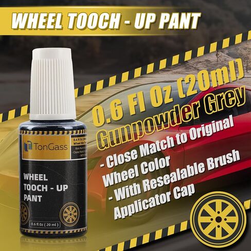 TonGass 0.6 أونصة سائلة (20 مل) طلاء حافة عجلة رمادي معدني داكن لطراز Tesla Y/3 طلاء حافة السيارة طقم إصلاح الخدوش لحافة السيارة من أجل طقم إصلاح حافة الطلاء لعجلة الطلاء Tesla Touch Up in Kuwait
