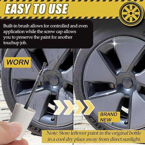 TonGass 0.6 أونصة سائلة (20 مل) طلاء حافة عجلة رمادي معدني داكن لطراز Tesla Y/3 طلاء حافة السيارة طقم إصلاح الخدوش لحافة السيارة من أجل طقم إصلاح حافة الطلاء لعجلة الطلاء Tesla Touch Up in Kuwait