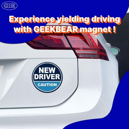 مغناطيس سيارة GEEKBEAR New Driver - ملون، عاكس، مقاوم للطقس - دائري 4.7 × 4.7 بوصة (وردي/أزرق، 3 عبوات) in Kuwait