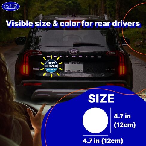 مغناطيس سيارة GEEKBEAR New Driver - ملون، عاكس، مقاوم للطقس - دائري 4.7 × 4.7 بوصة (وردي/أزرق، 3 عبوات) in Kuwait