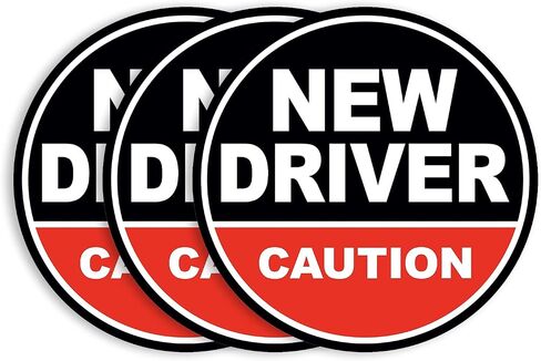 مغناطيس سيارة GEEKBEAR New Driver - ملون، عاكس، مقاوم للطقس - دائري 4.7 × 4.7 بوصة (وردي/أزرق، 3 عبوات) in Kuwait