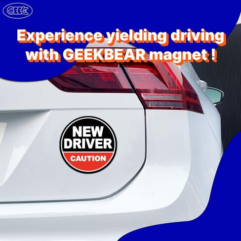 مغناطيس سيارة GEEKBEAR New Driver - ملون، عاكس، مقاوم للطقس - دائري 4.7 × 4.7 بوصة (وردي/أزرق، 3 عبوات) in Kuwait