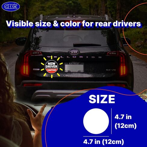 مغناطيس سيارة GEEKBEAR New Driver - ملون، عاكس، مقاوم للطقس - دائري 4.7 × 4.7 بوصة (وردي/أزرق، 3 عبوات) in Kuwait