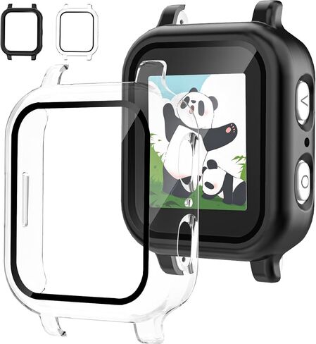 3 Pack Case Compatible with Gabb Watch 3 Screen Protector with for Kids, Hard PC Overall Protective Case Bumper with 9H Tempered Glass Cover Accessories, Black+Clear+Pink in Saudi Arabia