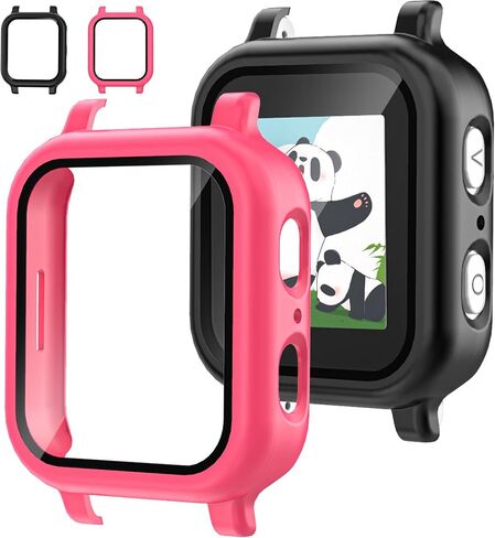 3 Pack Case Compatible with Gabb Watch 3 Screen Protector with for Kids, Hard PC Overall Protective Case Bumper with 9H Tempered Glass Cover Accessories, Black+Clear+Pink in Saudi Arabia