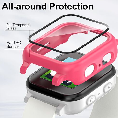 3 Pack Case Compatible with Gabb Watch 3 Screen Protector with for Kids, Hard PC Overall Protective Case Bumper with 9H Tempered Glass Cover Accessories, Black+Clear+Pink in Saudi Arabia