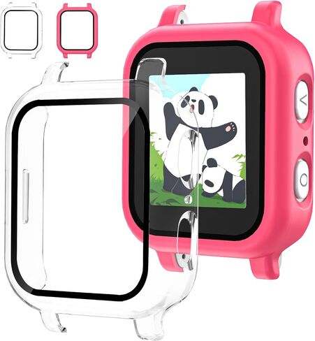 3 Pack Case Compatible with Gabb Watch 3 Screen Protector with for Kids, Hard PC Overall Protective Case Bumper with 9H Tempered Glass Cover Accessories, Black+Clear+Pink in Saudi Arabia
