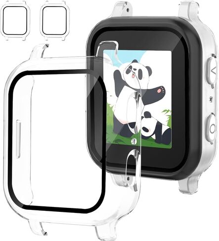 3 Pack Case Compatible with Gabb Watch 3 Screen Protector with for Kids, Hard PC Overall Protective Case Bumper with 9H Tempered Glass Cover Accessories, Black+Clear+Pink in Saudi Arabia