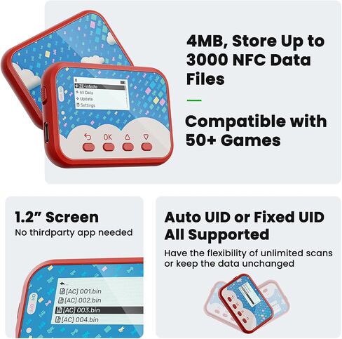 NFC Emulator, NFC Tag, Store up to 3000 NFC Data, with Auto UID Unlimited Scan, 1.2" Screen, Physical Button, Rechargeable Battery, Compatible with 50+ Games (Green) in Saudi Arabia