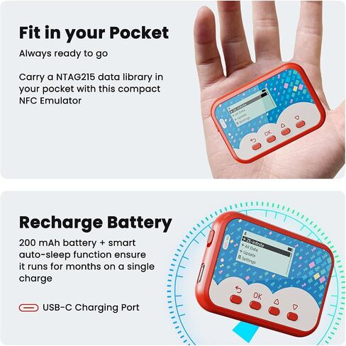 NFC Emulator, NFC Tag, Store up to 3000 NFC Data, with Auto UID Unlimited Scan, 1.2" Screen, Physical Button, Rechargeable Battery, Compatible with 50+ Games (Green) in Saudi Arabia