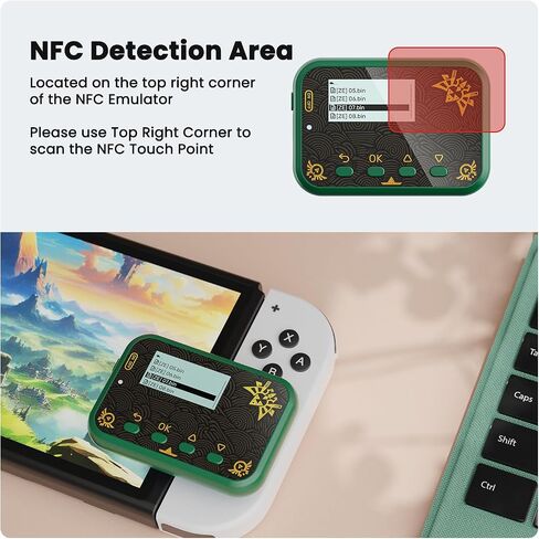 NFC Emulator, NFC Tag, Store up to 3000 NFC Data, with Auto UID Unlimited Scan, 1.2" Screen, Physical Button, Rechargeable Battery, Compatible with 50+ Games (Green) in Saudi Arabia