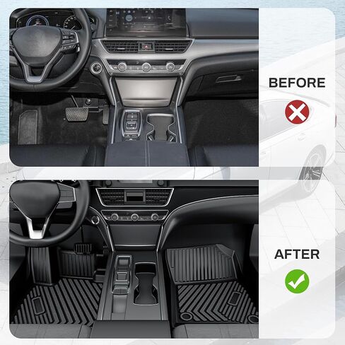 سجادات أرضية AUTOSAVER88 لسيارة Honda Accord 2023 2024 & Honda Accord Hybrid 2023 2024، بطانات أرضية مخصصة لملحقات Honda Accord، مجموعة سجادات الأرضية وبطانة الحمولة TPE ملحقات السيارة المقاومة للماء، أسود in Saudi Arabia