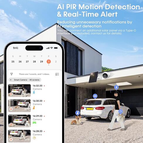 AMTIFO Wireless Security Camera Magnetic: Portable Smart 1Min Install 2K WiFi Cordless Home Indoor Camera Battery Powered 360° AI Motion Detection 2-Way Audio,IR Color Night Vision,IP67 Waterproof CG9 in Saudi Arabia