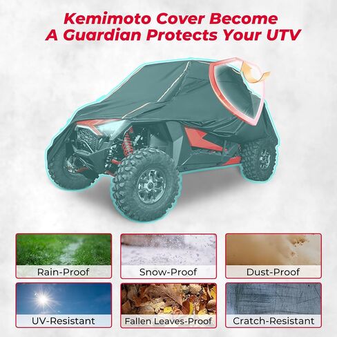 غطاء KEMIMOTO UTV X3 متوافق مع Polaris RZR، Talon، Maverick X3، Commander، YXZ1000R، Can-Am، YXZ1000R، حماية من المطر والثلج والأوساخ والحطام غطاء حماية لجميع الأحوال الجوية مع شرائط عاكسة in Saudi Arabia