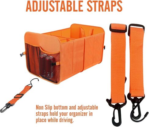 Car Trunk Organizer 1680D, Car Storage Organizer, Collapsible Multi Compartment, SUV Trunk Organizer, Non Slip Bottom, Adjustable Securing Straps, Foldable Cover in Saudi Arabia