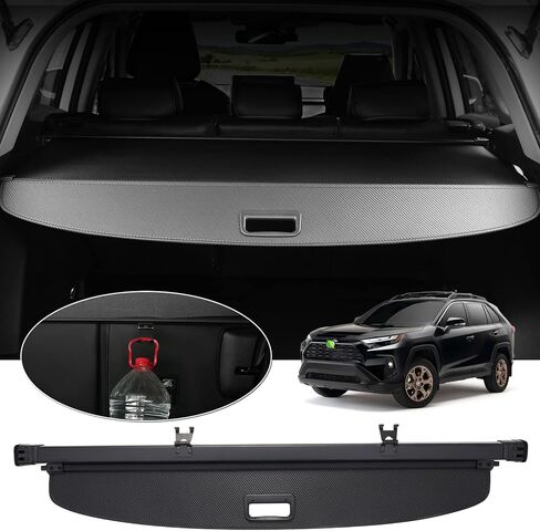 متوافق مع غطاء الشحن Toyota RAV4 2019-2024 غطاء صندوق السيارة مزود بخطافات ودرع أمان قابل للسحب ومظلة من جلد PVC إصدار مطور مقاوم للماء in Kuwait