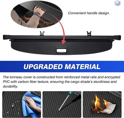 متوافق مع غطاء الشحن Toyota RAV4 2019-2024 غطاء صندوق السيارة مزود بخطافات ودرع أمان قابل للسحب ومظلة من جلد PVC إصدار مطور مقاوم للماء in Kuwait