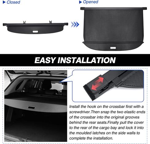 متوافق مع غطاء الشحن Toyota RAV4 2019-2024 غطاء صندوق السيارة مزود بخطافات ودرع أمان قابل للسحب ومظلة من جلد PVC إصدار مطور مقاوم للماء in Kuwait