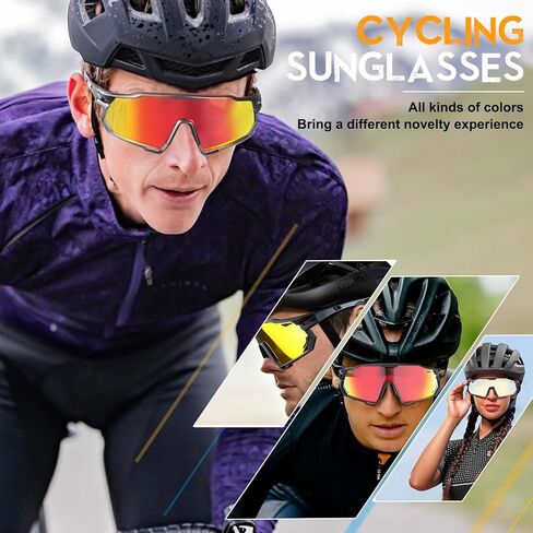 نظارات شمسية رياضية مستقطبة من Aikertec للرجال والنساء، 3 عدسات قابلة للتبديل، نظارات شمسية للحماية من الأشعة فوق البنفسجية لركوب الدراجات، مناسبة للجري MTB والقيادة وصيد الأسماك والبيسبول والتزلج على الجليد والكرة اللينة in Kuwait