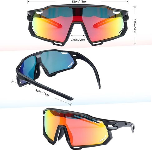نظارات شمسية رياضية مستقطبة من Aikertec للرجال والنساء، 3 عدسات قابلة للتبديل، نظارات شمسية للحماية من الأشعة فوق البنفسجية لركوب الدراجات، مناسبة للجري MTB والقيادة وصيد الأسماك والبيسبول والتزلج على الجليد والكرة اللينة in Kuwait