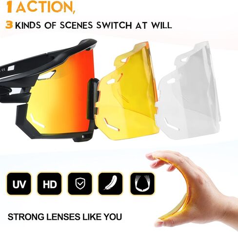 نظارات شمسية رياضية مستقطبة من Aikertec للرجال والنساء، 3 عدسات قابلة للتبديل، نظارات شمسية للحماية من الأشعة فوق البنفسجية لركوب الدراجات، مناسبة للجري MTB والقيادة وصيد الأسماك والبيسبول والتزلج على الجليد والكرة اللينة in Kuwait