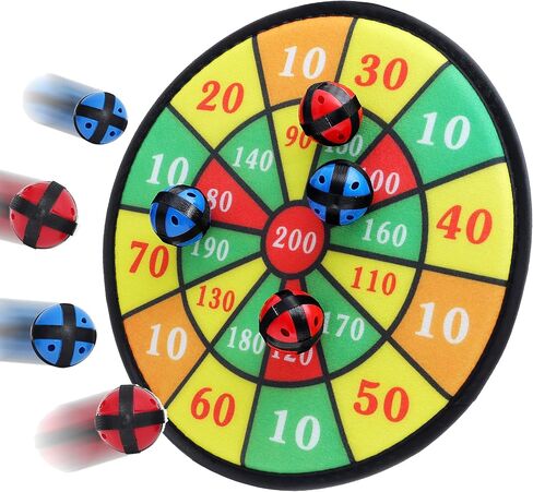 Kids Dart Board Game with 6 Balls Using Hook-and-Loop Fasteners | 11.8 Inches (30 cm) Diameter | Classic Dartboard Game and Safe for Kids in Saudi Arabia