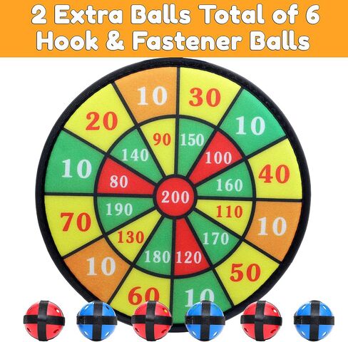 Kids Dart Board Game with 6 Balls Using Hook-and-Loop Fasteners | 11.8 Inches (30 cm) Diameter | Classic Dartboard Game and Safe for Kids in Saudi Arabia