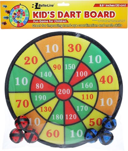 Kids Dart Board Game with 6 Balls Using Hook-and-Loop Fasteners | 11.8 Inches (30 cm) Diameter | Classic Dartboard Game and Safe for Kids in Saudi Arabia