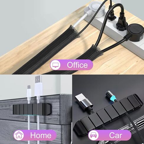 188Pcs Cable Management Kit with 60 Cable Clip Holders,6 Cable Sleeves,2 Self Adhesive Rolls,20 Fastening Tapes and 100 Self-Locking Cable Ties,Cable Tidy Kit for Desk,Car and Office in Saudi Arabia