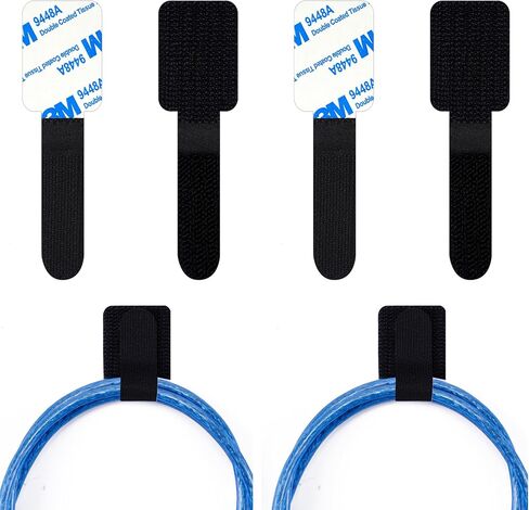 40pcs Hook and Loop Cable Ties Under Desk Cable Management Desk Cord Organizer Adhesive Cable Clips Straps Sticky-Back Wire Cord Organizers for Office Essentials Adjustable Bundlers Cable Organizers in Kuwait
