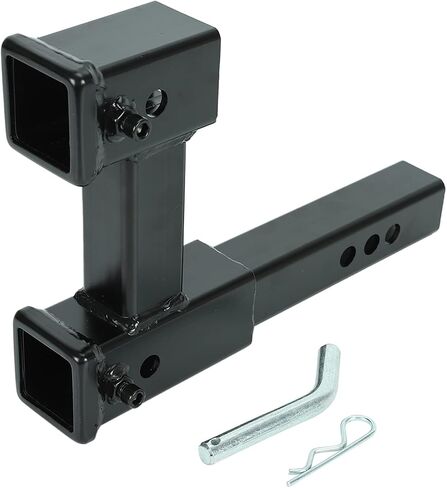 Dual Hitch Receiver, 2 inch Trailer Hitch Extension Riser Hitch Adapter with Pin and Clip, Fits for 2 inch Receiver Extender to 10 inch Max Length 7.5 Inch Riser in Saudi Arabia