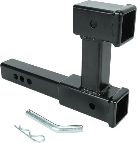 Dual Hitch Receiver, 2 inch Trailer Hitch Extension Riser Hitch Adapter with Pin and Clip, Fits for 2 inch Receiver Extender to 10 inch Max Length 7.5 Inch Riser in Saudi Arabia