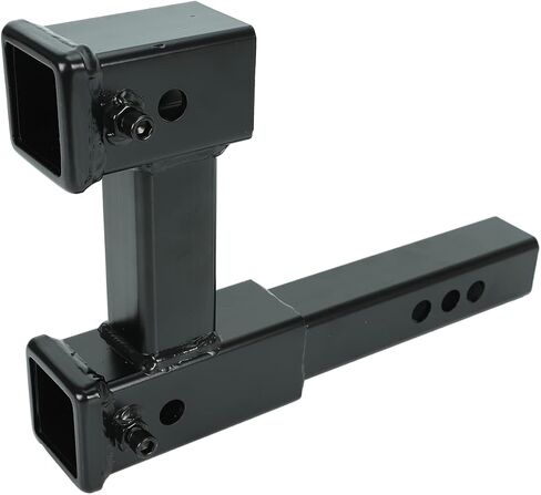 Dual Hitch Receiver, 2 inch Trailer Hitch Extension Riser Hitch Adapter with Pin and Clip, Fits for 2 inch Receiver Extender to 10 inch Max Length 7.5 Inch Riser in Saudi Arabia