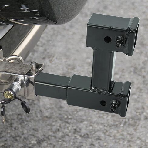 Dual Hitch Receiver, 2 inch Trailer Hitch Extension Riser Hitch Adapter with Pin and Clip, Fits for 2 inch Receiver Extender to 10 inch Max Length 7.5 Inch Riser in Saudi Arabia