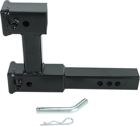 Dual Hitch Receiver, 2 inch Trailer Hitch Extension Riser Hitch Adapter with Pin and Clip, Fits for 2 inch Receiver Extender to 10 inch Max Length 7.5 Inch Riser in Saudi Arabia