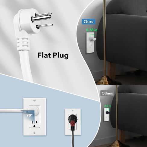 BN-LINK 6-Outlet Power Strip Surge Protector 2-Pack، سلك تمديد بطول 10 أقدام، 600 جول، أغطية أمان ملتوية للإغلاق، قابس مسطح 90 درجة، حماية من الحمل الزائد، أبيض in Kuwait