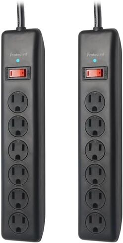 BN-LINK 6-Outlet Power Strip Surge Protector 2-Pack، سلك تمديد بطول 10 أقدام، 600 جول، أغطية أمان ملتوية للإغلاق، قابس مسطح 90 درجة، حماية من الحمل الزائد، أبيض in Saudi Arabia