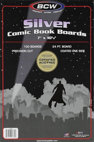 BCW Silver Age Backing Boards - 1 Pack (100 Total) | Certified Acid-Free, 7x10.5 Inches | Safeguard Your Valuable Silver and Bronze Age Comics in Saudi Arabia