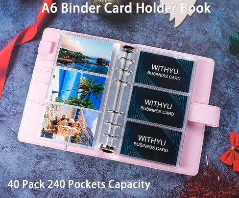 40 Pack 240 Pockets 2.2x3.5" K-pop Photocard Sleeves for A6 6 Ring Binder, Ultra-Clear Business Card Sleeves, Double-Sided 3 Pocket Photo Pages, Side Loading Planner Sleeve Refill Pages in Saudi Arabia