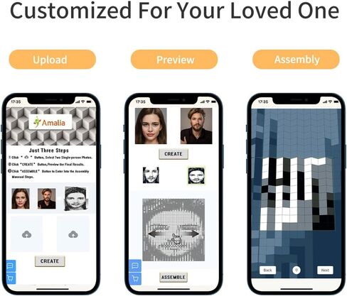 صورة شخصية في صورة فسيفساء للزوجين مجموعة مخصصة من مكعبات البناء الفنية هدية فريدة للعشاق والصديقات قم بإنشاء عمل فني للصور المزدوجة الخاصة بك (L/15.7 بوصة × 15.7 بوصة) in Kuwait