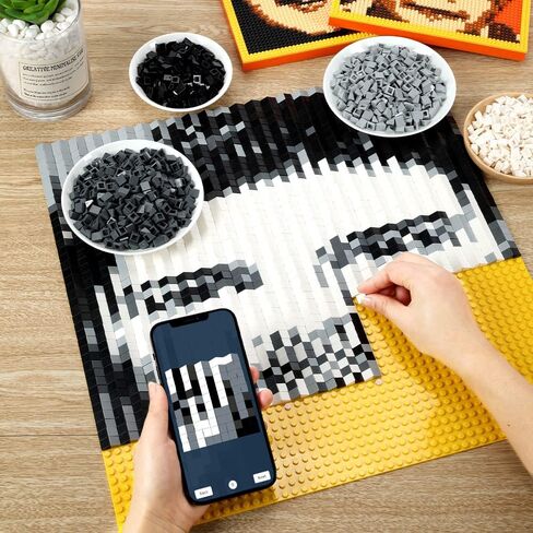 صورة شخصية في صورة فسيفساء للزوجين مجموعة مخصصة من مكعبات البناء الفنية هدية فريدة للعشاق والصديقات قم بإنشاء عمل فني للصور المزدوجة الخاصة بك (L/15.7 بوصة × 15.7 بوصة) in Kuwait