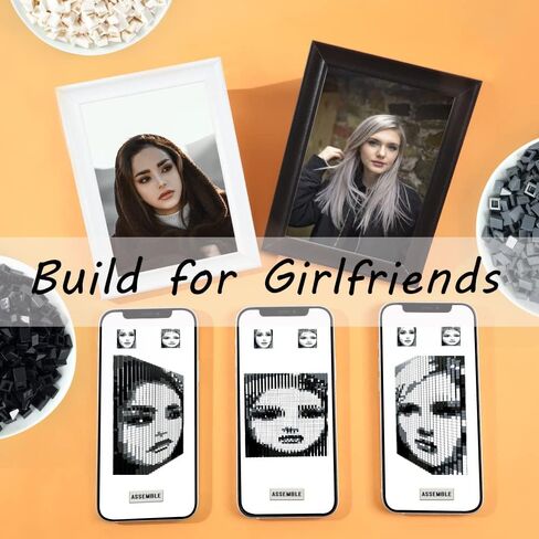 صورة شخصية في صورة فسيفساء للزوجين مجموعة مخصصة من مكعبات البناء الفنية هدية فريدة للعشاق والصديقات قم بإنشاء عمل فني للصور المزدوجة الخاصة بك (L/15.7 بوصة × 15.7 بوصة) in Kuwait