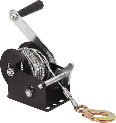 LCyindu 800lbs Capacity Boat Trailer Winch Heavy Duty Hand Winch with 16.4ft Polyester Strap,Ratio 3.2:1 Gear Crank Strap Gear Winch Two-Way Ratchet with Hook for Boat Trailers ATV RV Truck in Saudi Arabia
