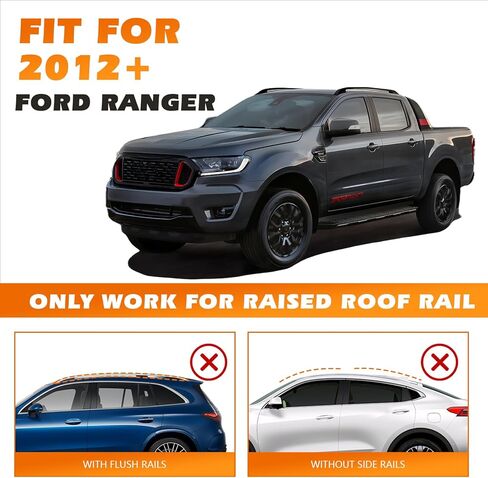 Roof Racks Without Rails Cross Bars Fit for Ford Ranger 2012 2013 2014 2015 2016 2017 2018 2019 2020 2021 2022 2023 2024 Aluminum Alloy ONLY Rack Crossbar Black in Kuwait