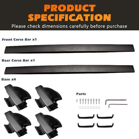 Roof Racks Without Rails Cross Bars Fit for Ford Ranger 2012 2013 2014 2015 2016 2017 2018 2019 2020 2021 2022 2023 2024 Aluminum Alloy ONLY Rack Crossbar Black in Kuwait