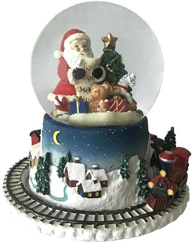 Lightahead الموسيقية عيد الميلاد سانتا تسليم الهدايا تمثال كرة الماء سنو غلوب مع القطار الخارجي الدائر في بوليريسين in Kuwait