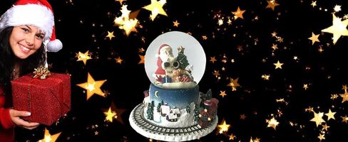 Lightahead الموسيقية عيد الميلاد سانتا تسليم الهدايا تمثال كرة الماء سنو غلوب مع القطار الخارجي الدائر في بوليريسين in Kuwait