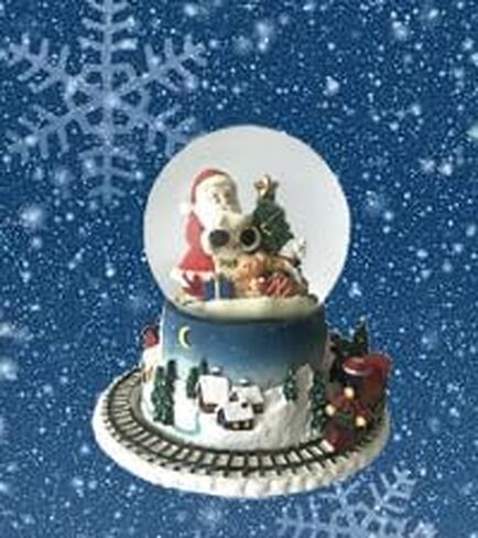 Lightahead الموسيقية عيد الميلاد سانتا تسليم الهدايا تمثال كرة الماء سنو غلوب مع القطار الخارجي الدائر في بوليريسين in Kuwait