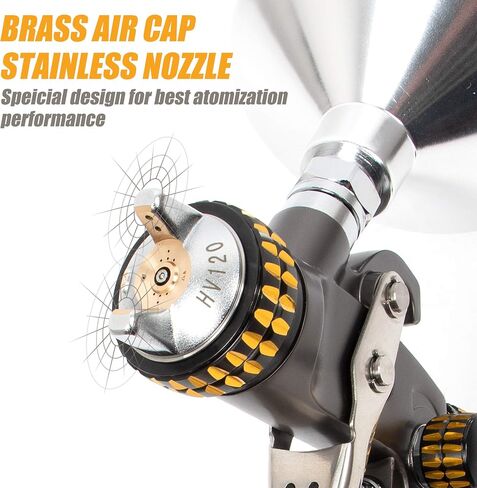 BEETRO HVLP مسدس رش الهواء 1.3/1.4/1.8 مم فوهة 1000 مل سعة 14.5CFM 30-43psi مع 11 مرشحًا 10 قطع مصافي طلاء 190 متر صمام التحكم في الهواء 1/4 بوصة ومحول النوع 2 in Kuwait