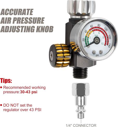 BEETRO HVLP مسدس رش الهواء 1.3/1.4/1.8 مم فوهة 1000 مل سعة 14.5CFM 30-43psi مع 11 مرشحًا 10 قطع مصافي طلاء 190 متر صمام التحكم في الهواء 1/4 بوصة ومحول النوع 2 in Kuwait